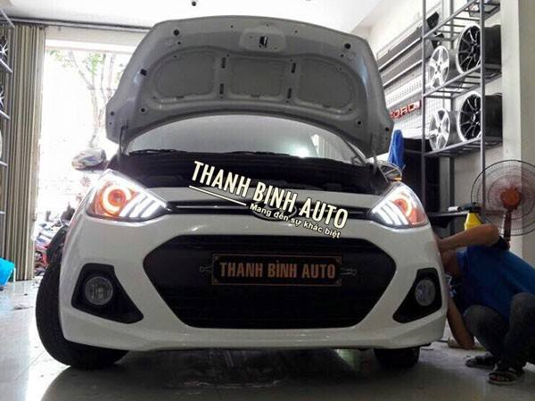 Độ đèn Hyundai I10 độ bi xenon và led khối mẫu Mustang