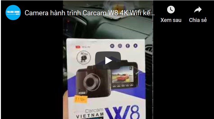 Video Camera hành trình Carcam W8 4K Wifi kết hợp GPS, có thể kết nối camera lùi 