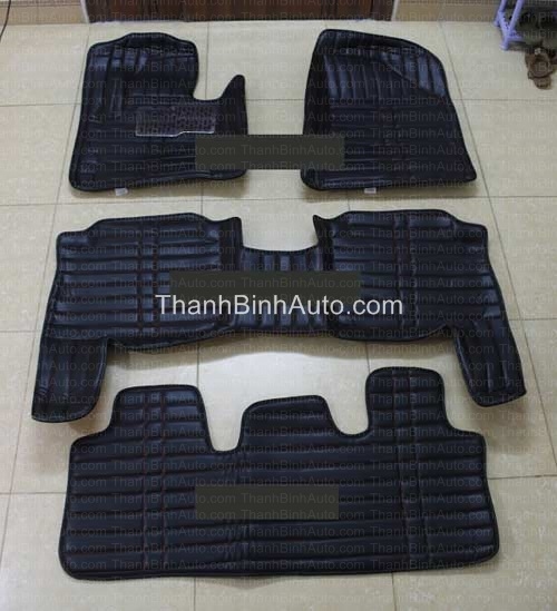Thảm lót sàn da 4D Kia Sorento 7 chỗ màu đen